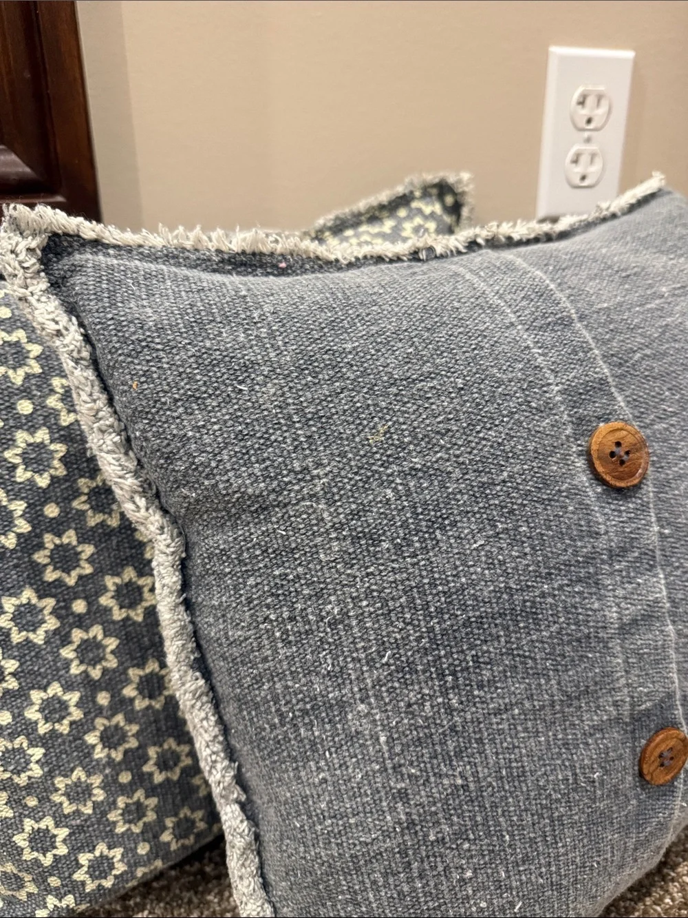 Decorative Blue Gray Textured Throw Pillow - Set of 2